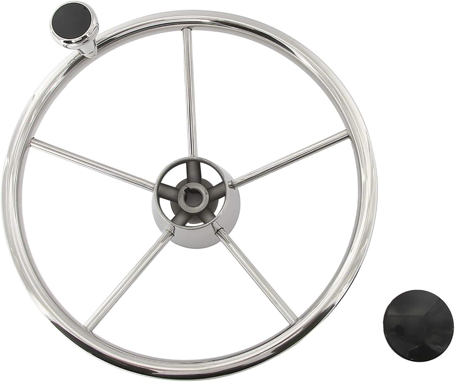 Yaegarden 5 Spoke Boat Steering Wheel, Stainless Steel Marine Wheel