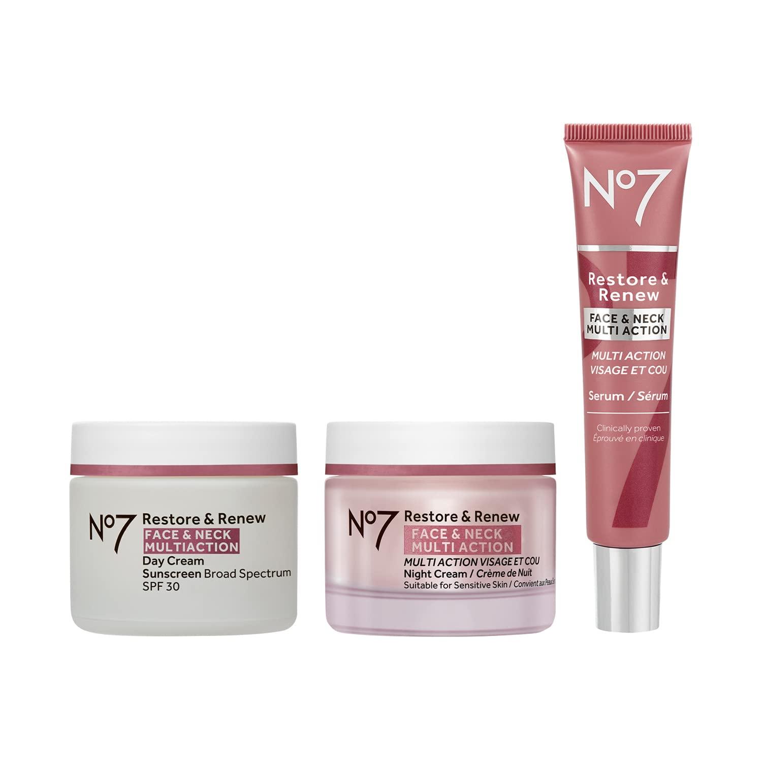 No7 Restore & Renew Face and Neck Multi Action Skincare System 1 Pack