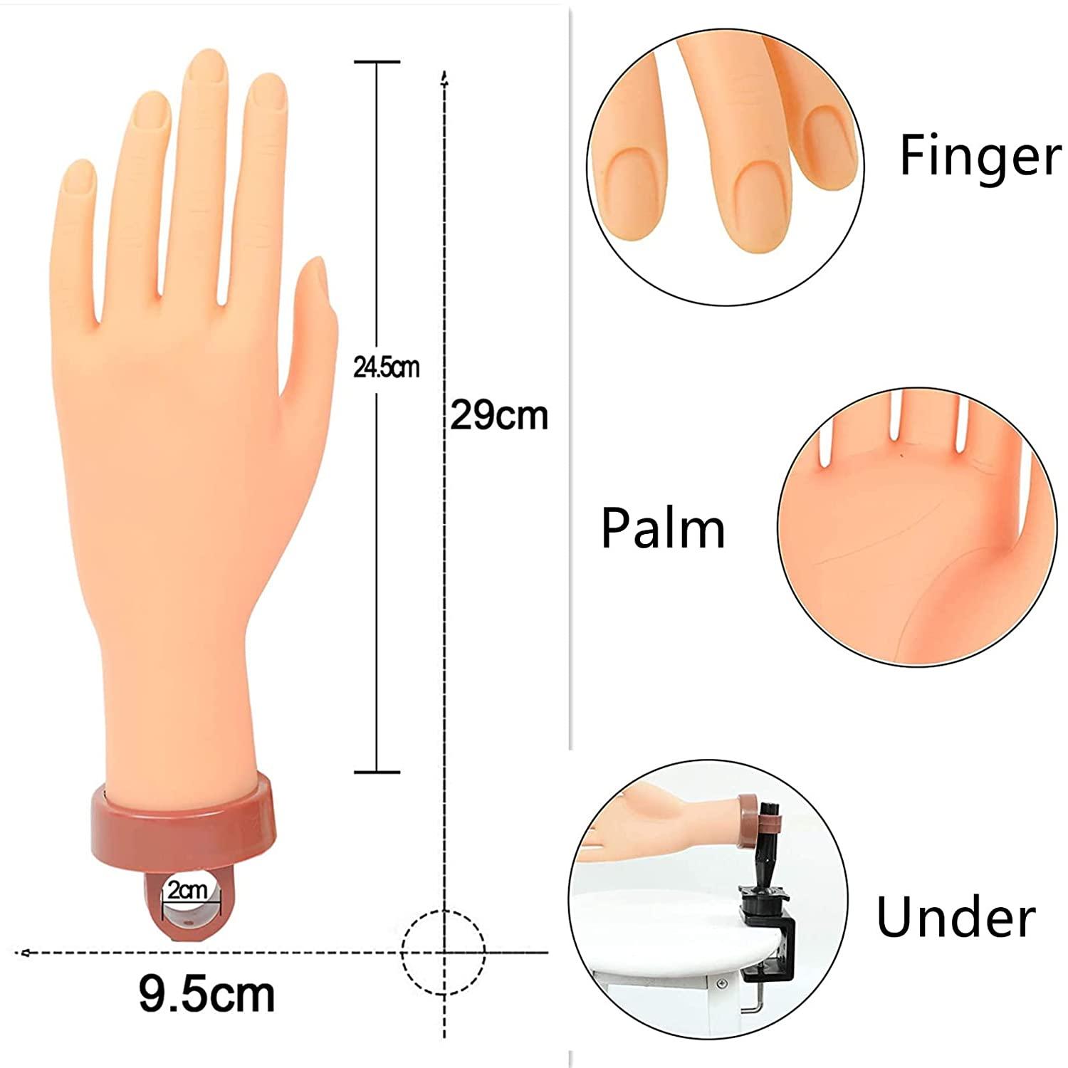 Nail Practice Hand for Acrylic Nails - Flexible Mannequin Hand for Manicure Training - Bendable ...