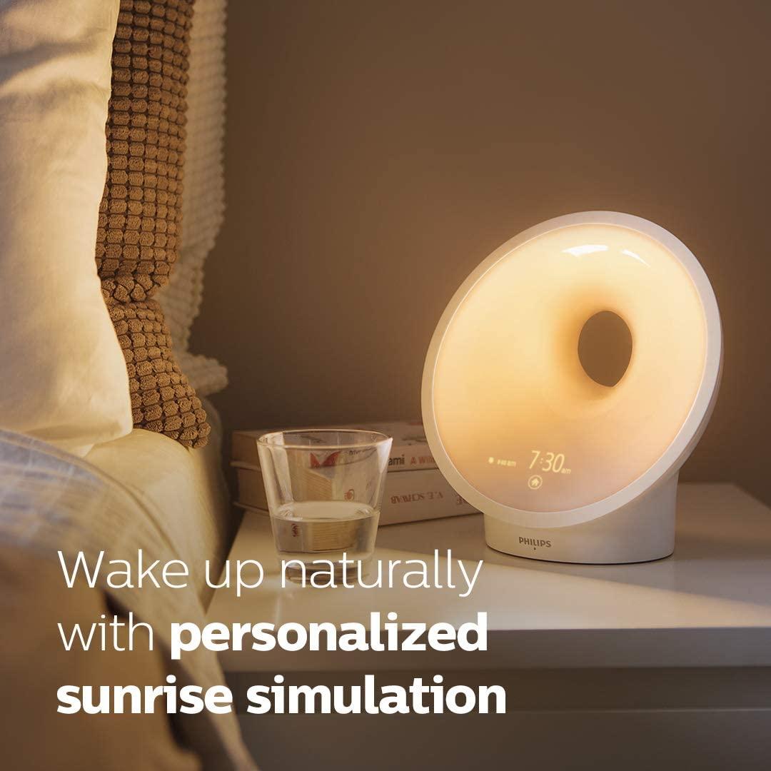 PHILIPS SmartSleep Sleep and Wake-Up Light, Simulated Sunrise and Sunset,  Multiple Lights and Sounds, RelaxBreathe to Sleep, HF3650/60 Non-App Enabled