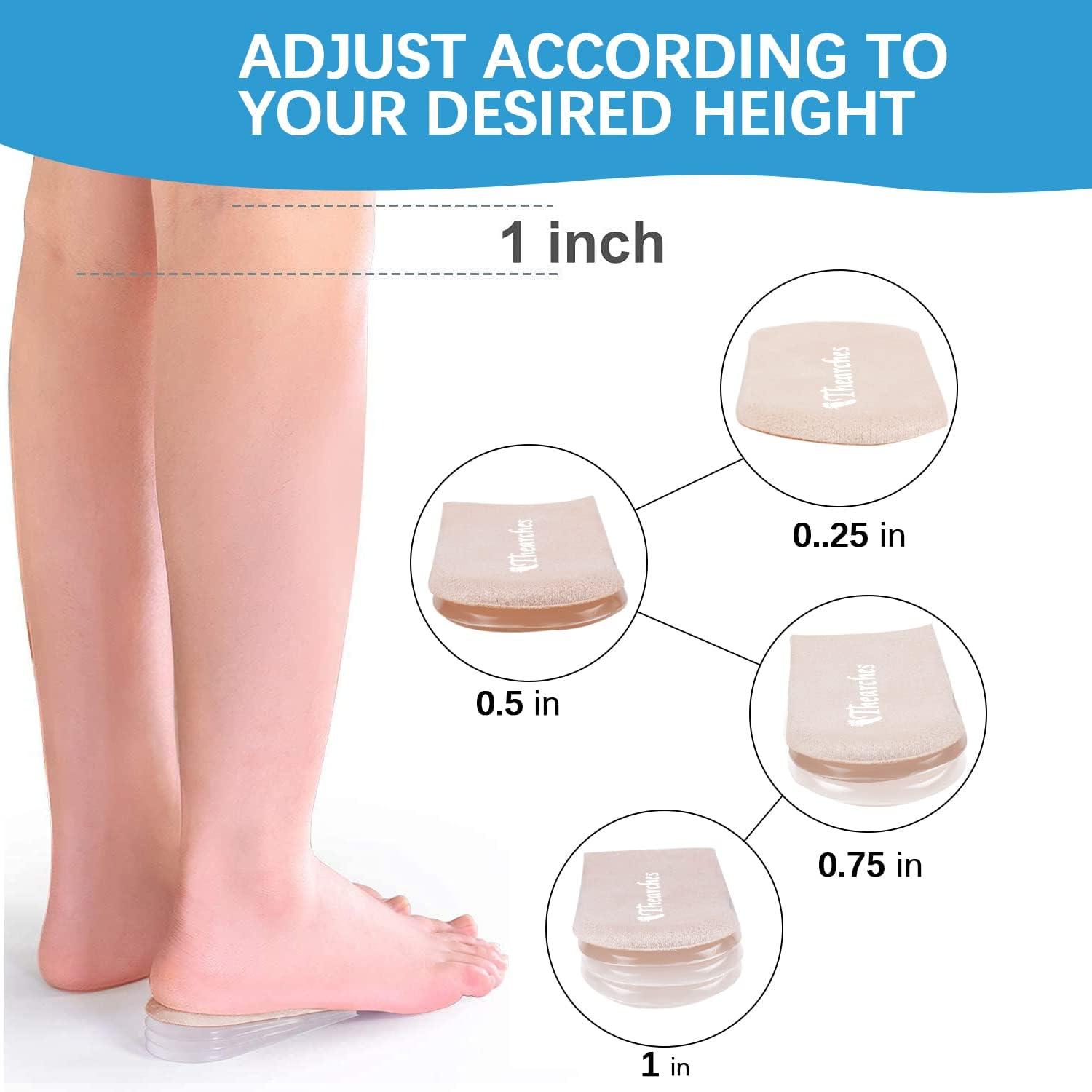 Adjustable Heel Lift Insole Inserts Gel Height Increase Orthotic