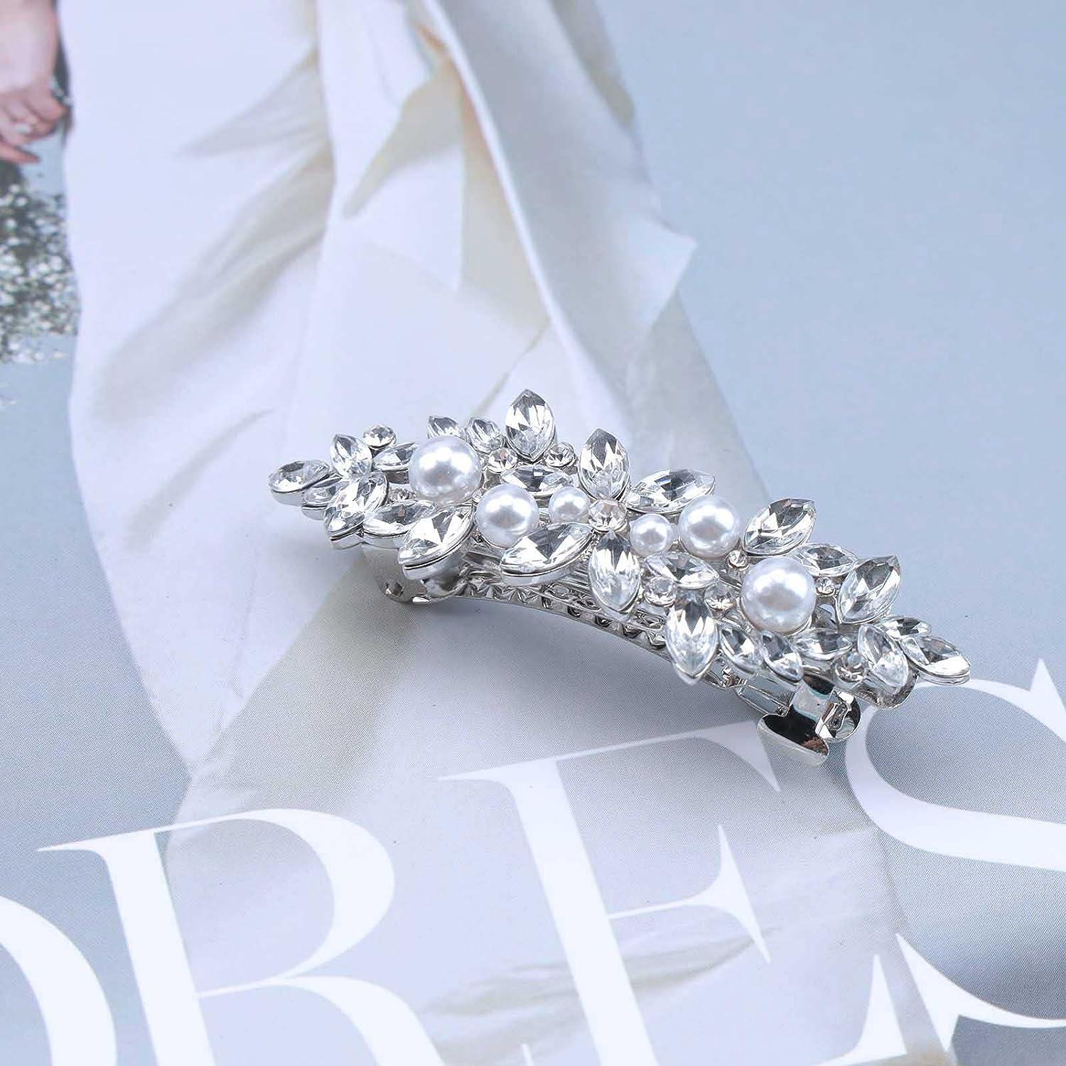 Barrette à Cheveux Perle Broche – Accessoire Mariage Soirée Prom (Doré, 8.5-9.5cm) NEUF