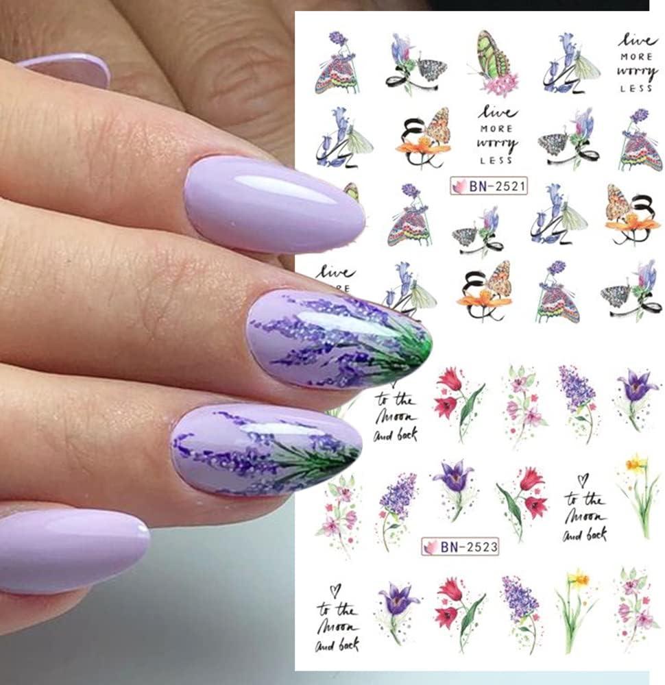 Light Purple Floral Foil Nails for Spring