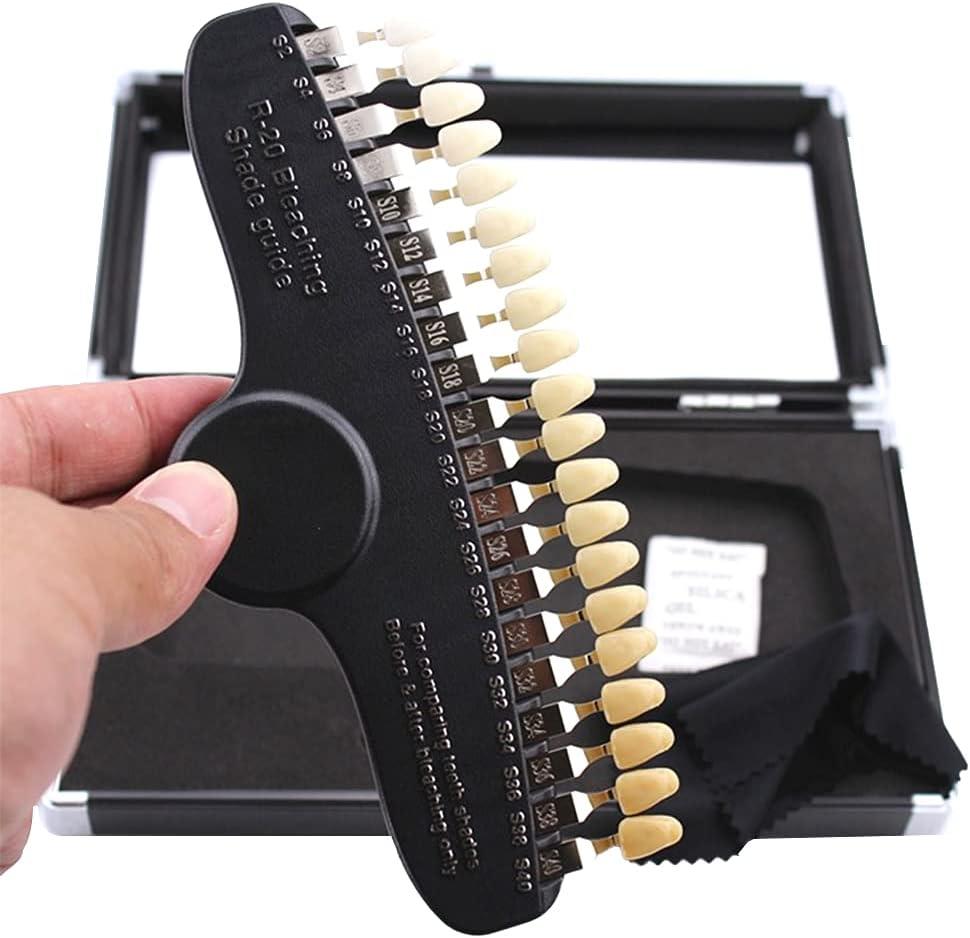 20 Dental Tooth Whitening Shade Guide with Mirror for Dentist Tracking