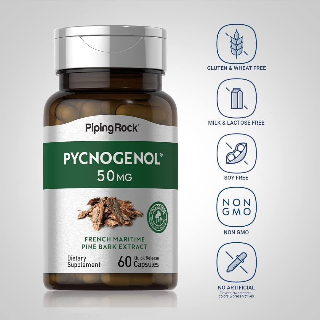 Piping Rock Pycnogenol 50mg 60 Capsules NonGMO & GlutenFree