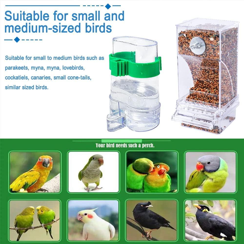 Hamiledyi No Mess Bird Feeder & Drinker Set Automatic Parrot Feeder