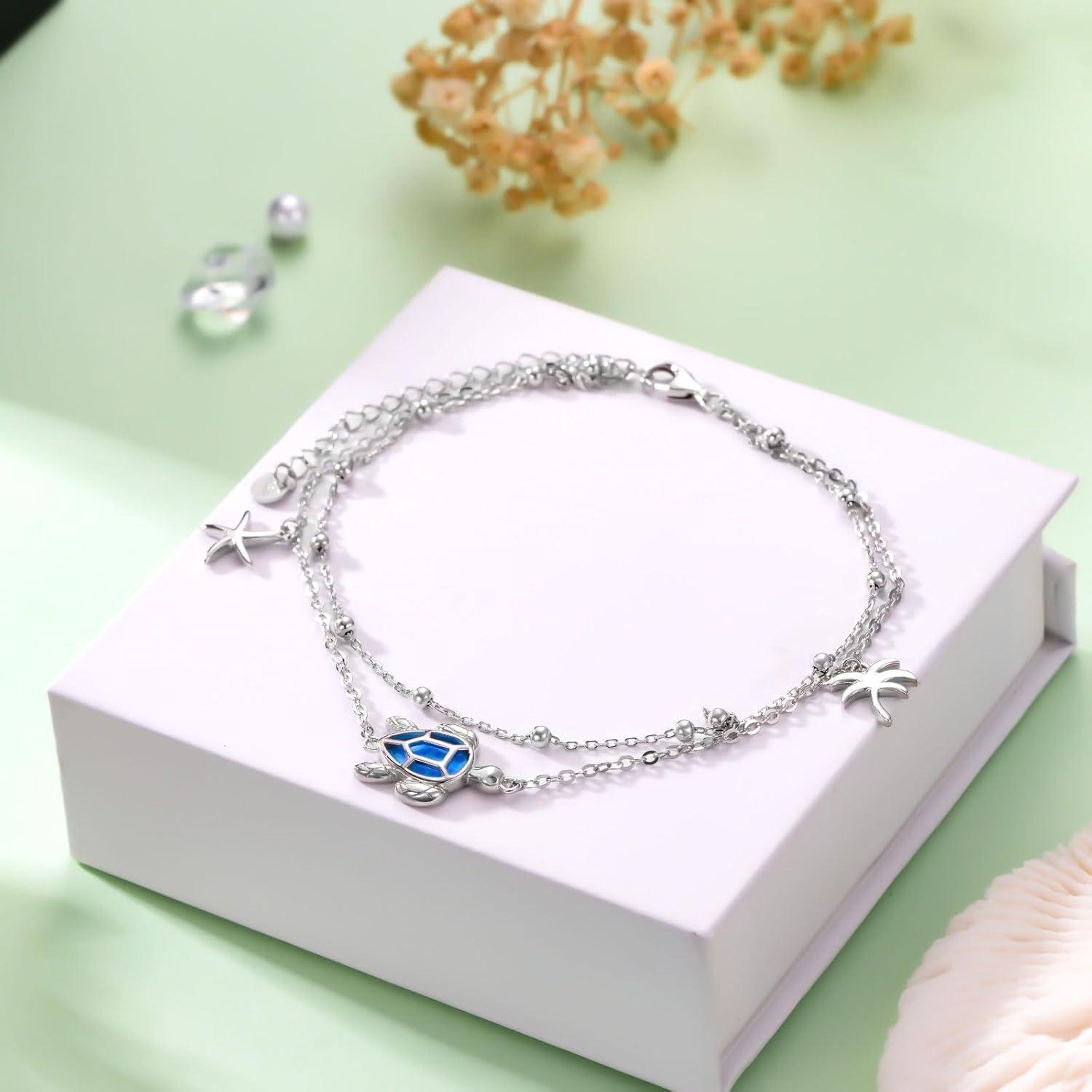 VONALA Cavigliera In Argento 925 Con Ciondolo Girasole Cuore E Zirconi - Gioiello Donna, Catena Regolabile 17+5 Cm, Con Confezione Regalo