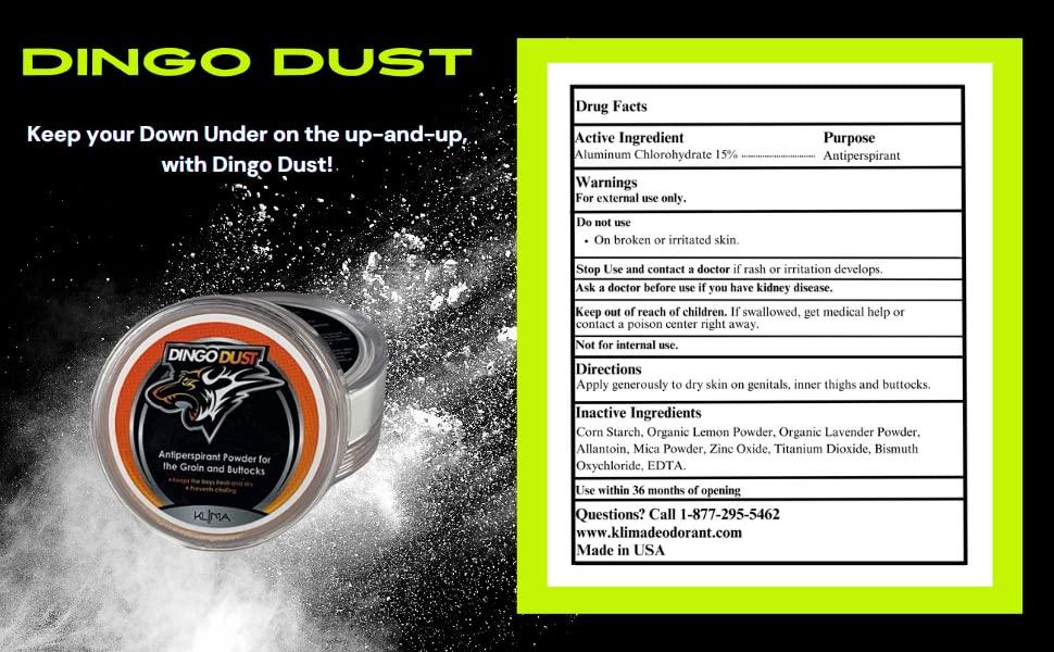 Dingo Dust Genital Antiperspirant Powder Stay Dry and Fresh All Day