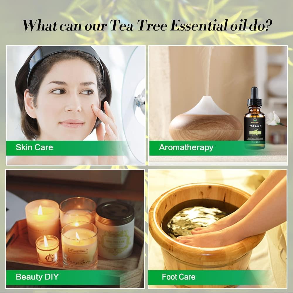 Tea Tree Essential Oil 100 Organic Pure and Undiluted, Face Nails Hair