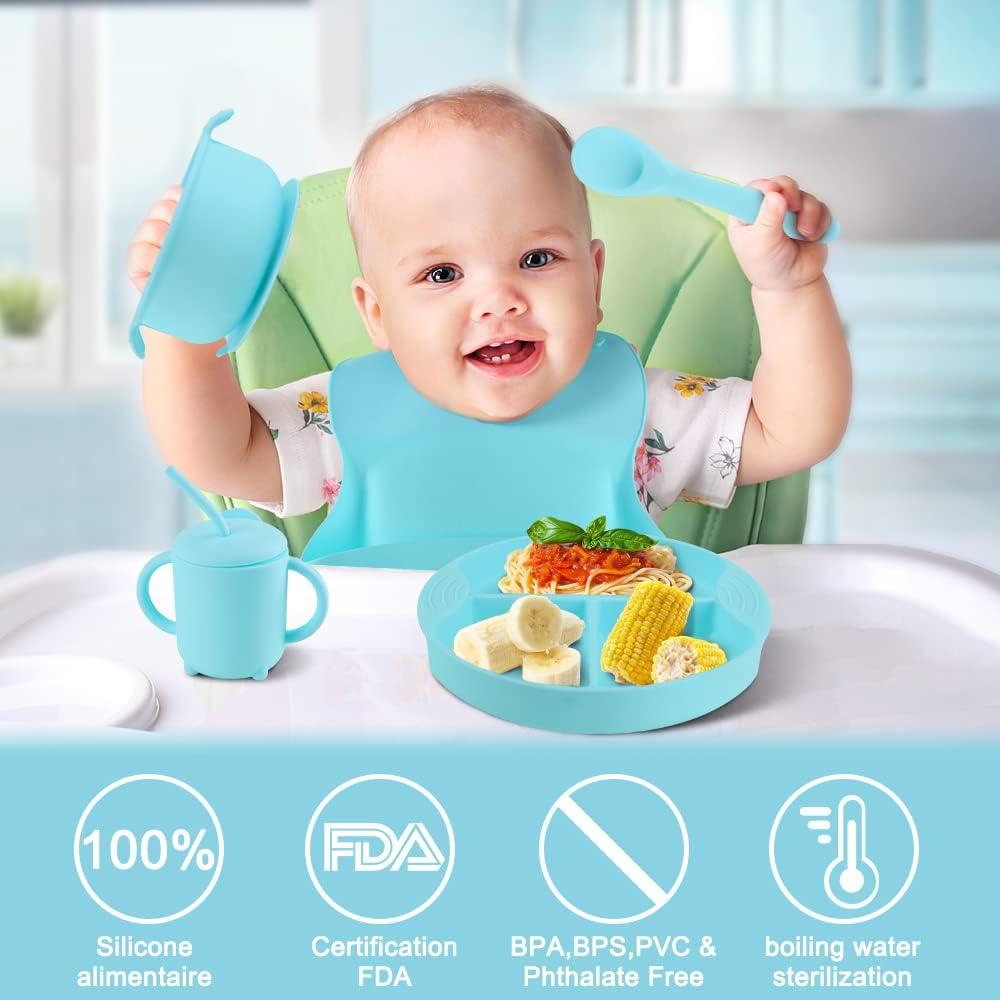Food Baby Feeding Set With Spoon, Silicone Suction Bowls - First Stage Feed  Silicone Plate A