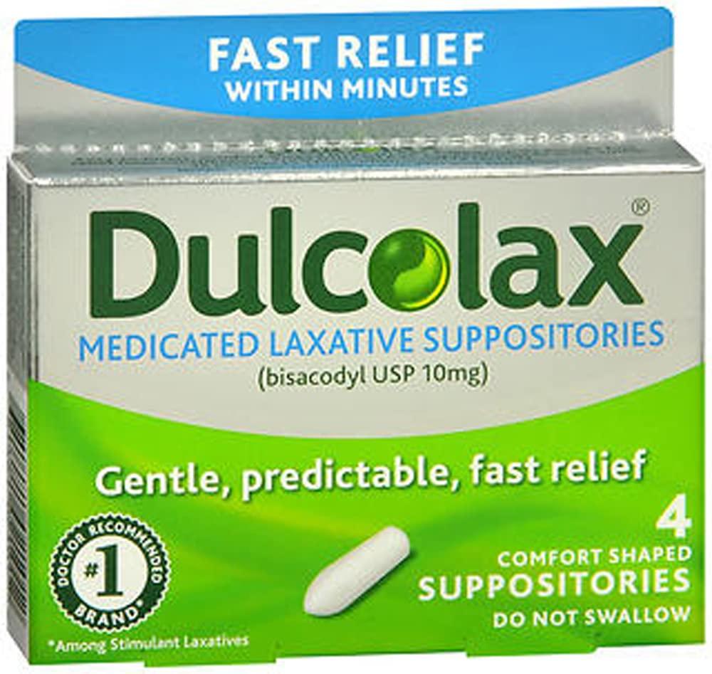 dulcolax medicated laxative suppository pack of 4 each sealed 681421021012  on eBid United States