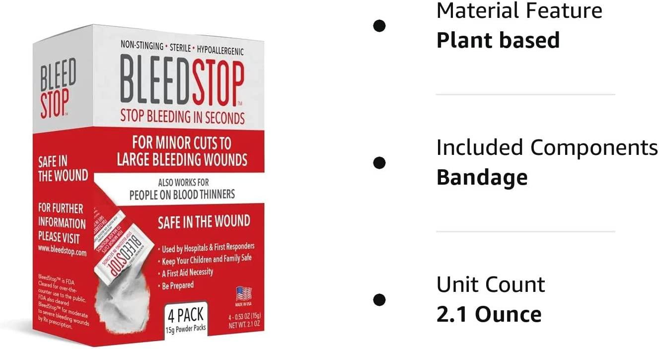 Bleed Stop First Aid Powder Packs 15g Rapidly Stop Bleeding 4 Pack