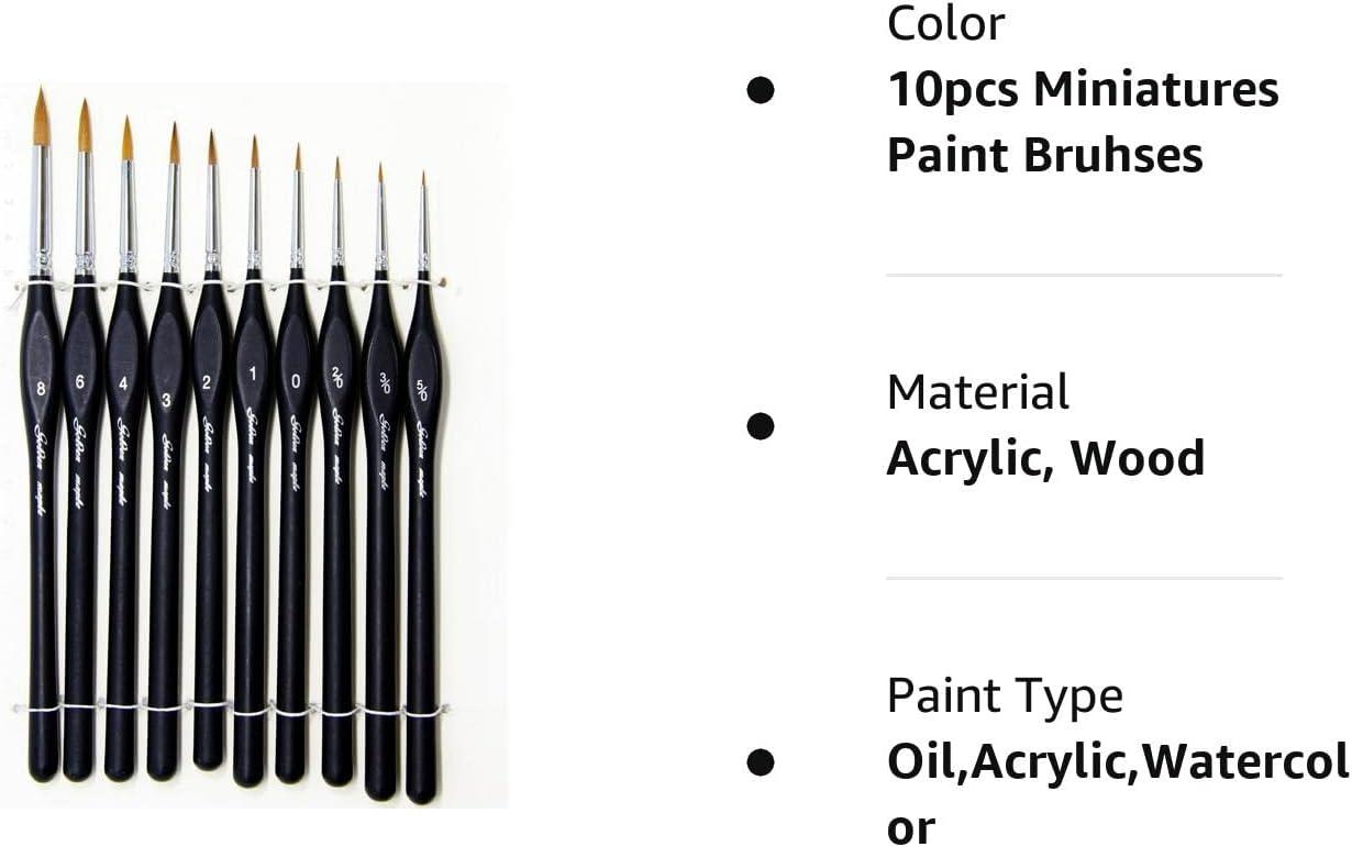 Paint Brushes Set, 10Pcs Paint Detail Brushes Set Fine Detail Paint Brush  Miniature Artist Painting Brushes Supplies for Art Watercolor Paintings