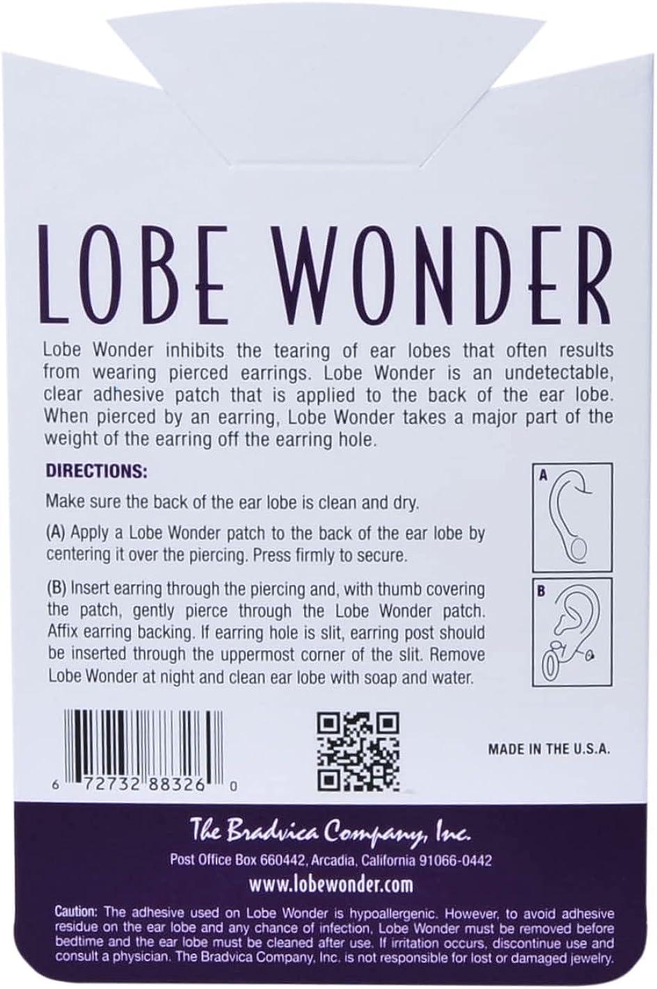 Lobe Wonder - The ORIGINAL Ear Lobe Support Patch for Pierced Ears -  Eliminates the Look of Torn or Stretched Piercings - Protects Healthy Ear  Lobes from Tearing - 300 Patches - Clear & Latex-Free