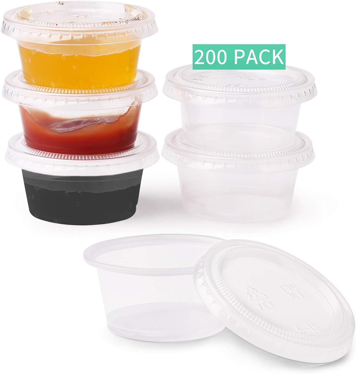 FULING 200Pack-2oz Small Plastic Containers with Lids Jello Shot