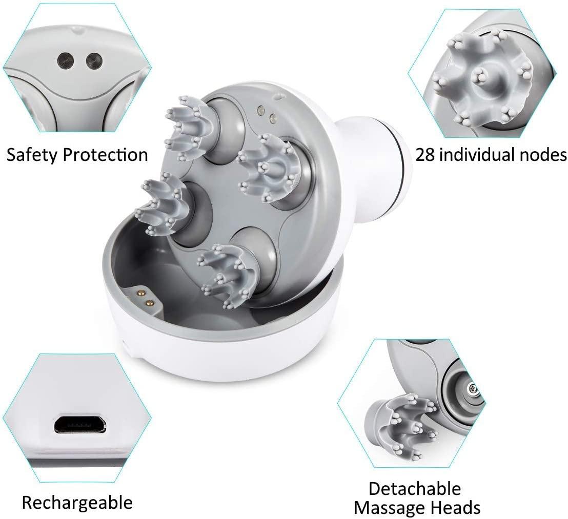 LATME Electric Scalp Massager with 4 Replacement Heads Portable Head