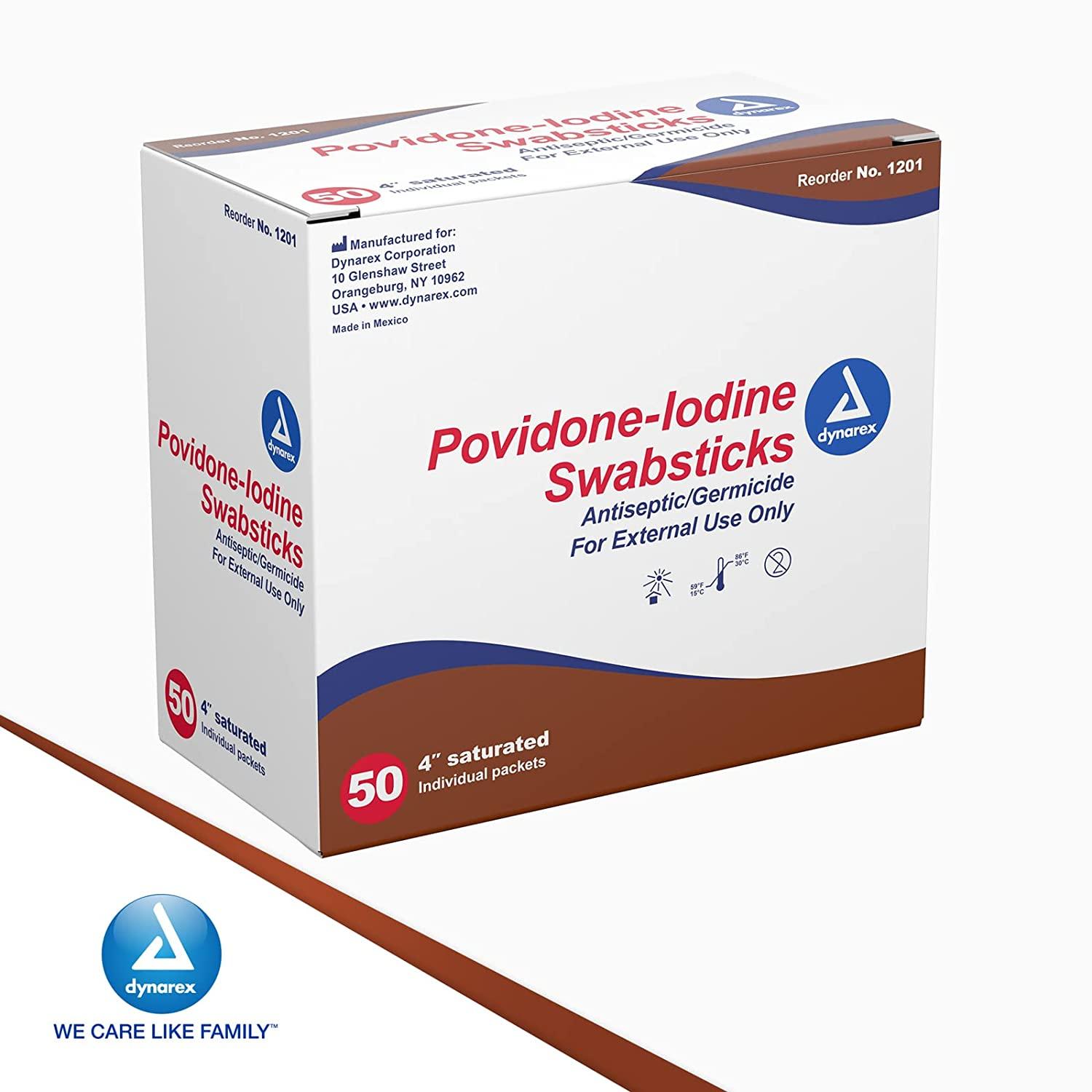 Dynarex Povidone Iodine Swabsticks, Swabstick Packaged in Individual