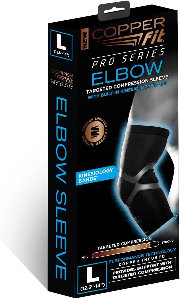 Copper Fit Pro Series Performance Compression Elbow Sleeve Large Black