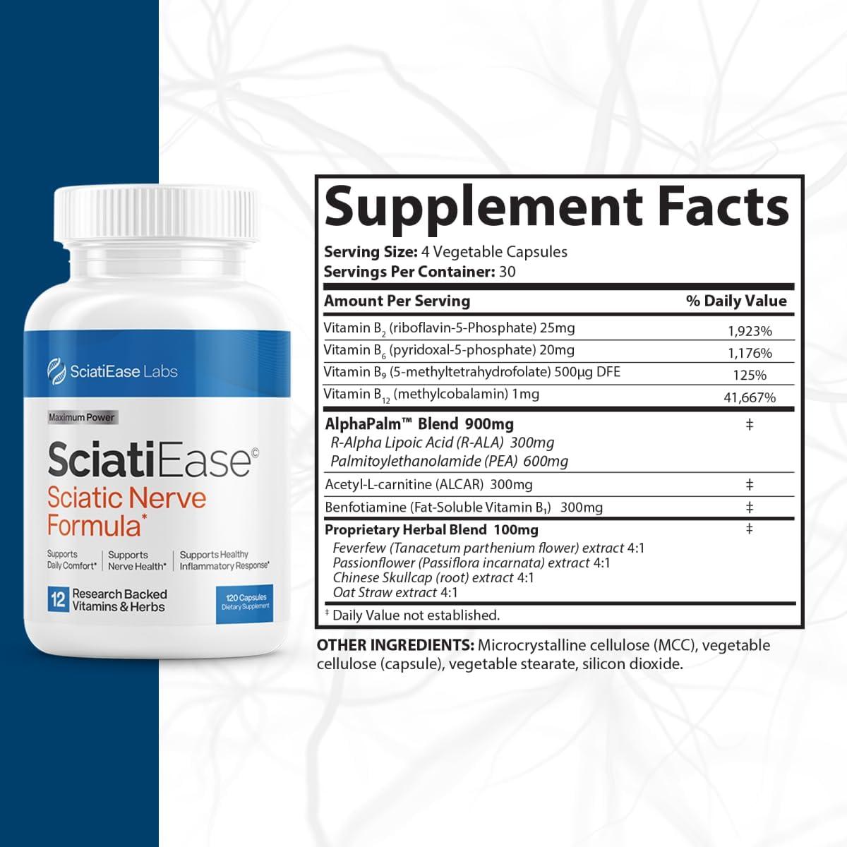 Where Can I Buy Sciatic Ease SciatiEase Sciatic Nerve Health Support Supplement - 120 Capsules with