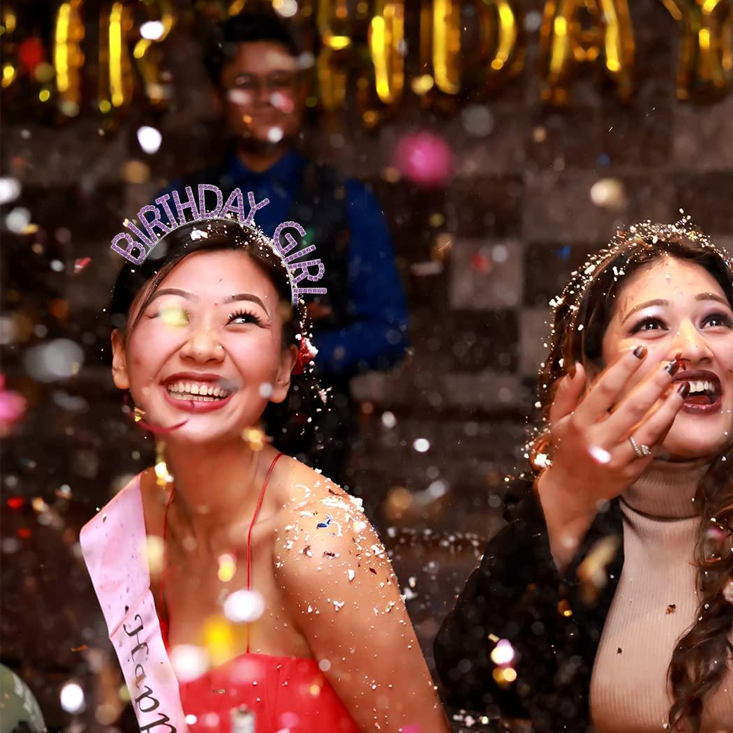 AOPRIE Birthday Girl Headband Deep Purple Birthday Tiara for Women