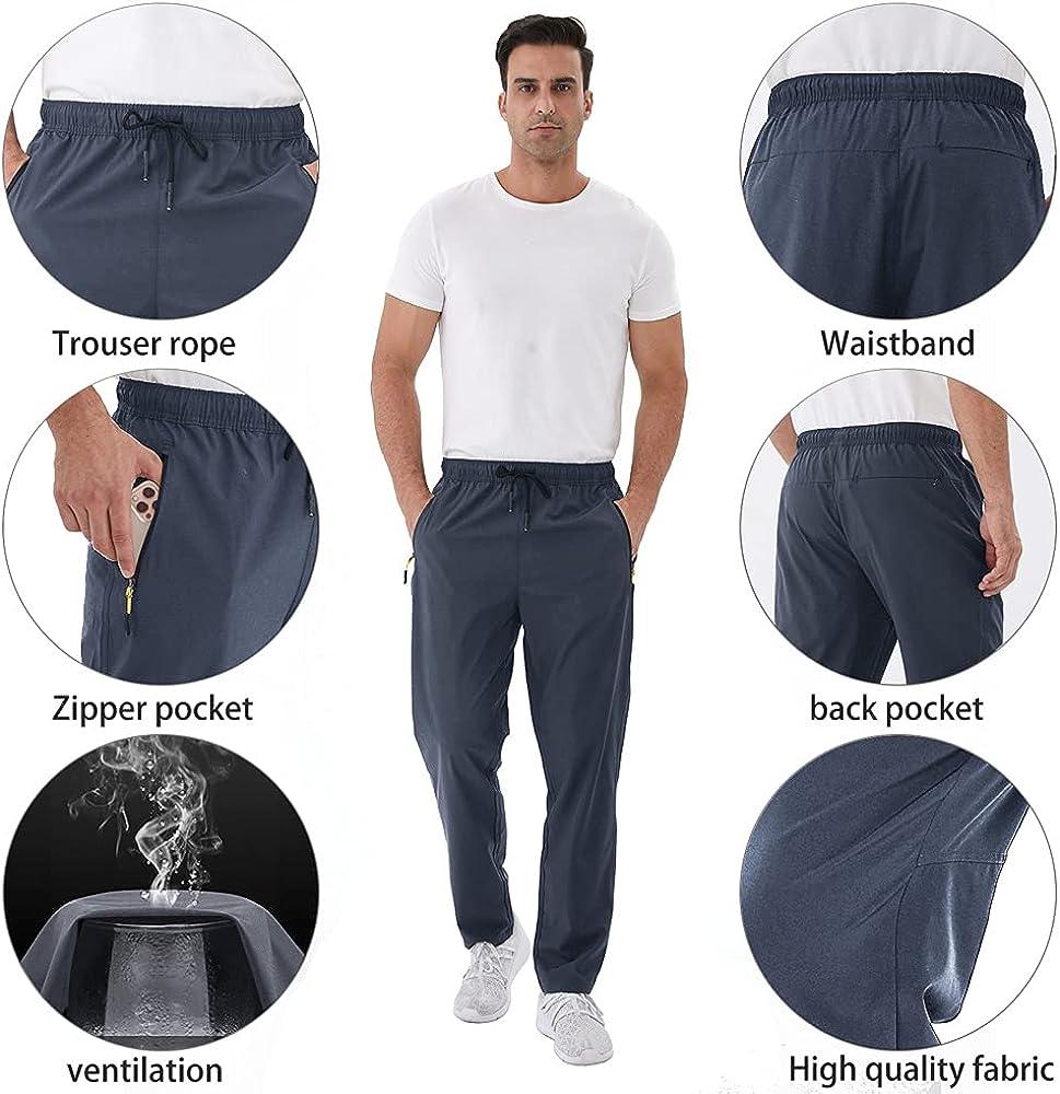 Rapoo Men's Sweatpants Zipper Pockets Lightweight Exercise Pants Running Workout  Sports Large Coldgray