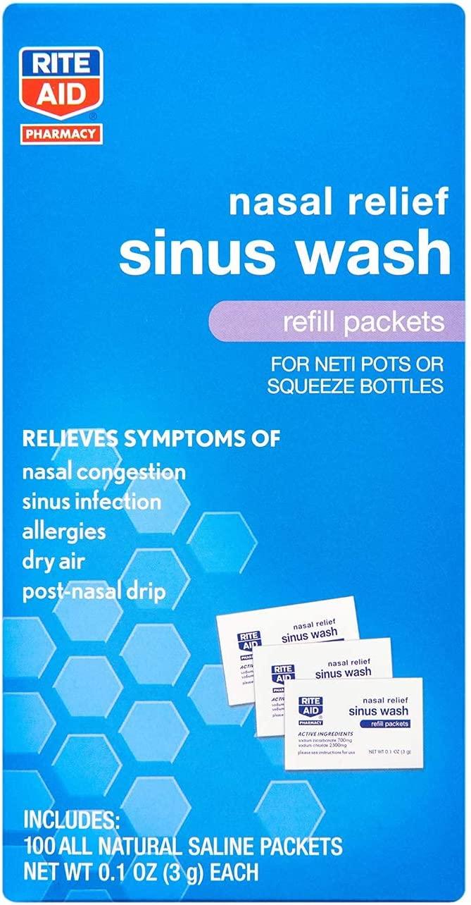 Rite Aid Sinus Wash Refill Saline Packets 100 Count Nasal Relief