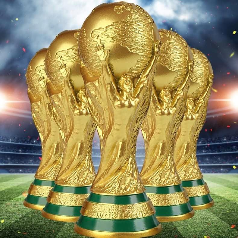 EOFLW World Cup Trophy Replica 14.1 inch 2022 World Cup Replica Resin  Soccer Collectibles Sports Fan Trophy Gold Bedroom Office Desktop Decor