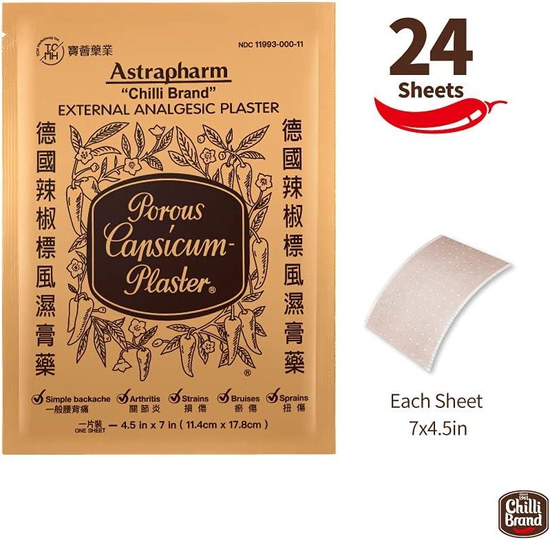 Chilli Brand Porous Capsicum Hot Patch for Pain Relief 24 Sheets 7 x
