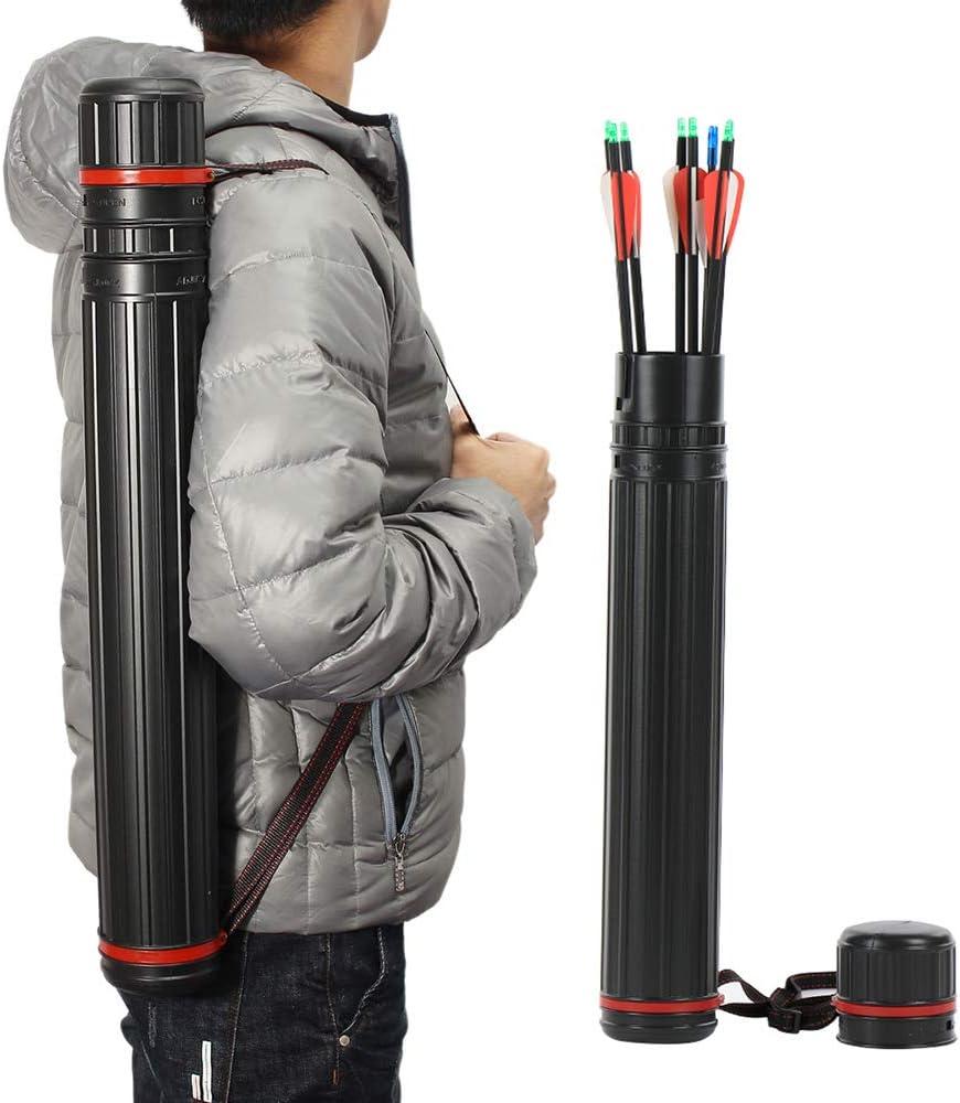 RMISODO 2 Pieces Arrow Quiver Extendable Telescopic Arrow Carrier Tube  Archery Case Holder with Adjustable Back Strap, Length Expand from 17.72  to 28.35, Diameter 2.55inch, Can Hold 5 Arrows