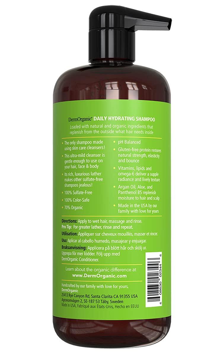DermOrganic Daily Hydrating Shampoo with Argan Oil - Sulfate-Free &  Color-Safe, 33.8 fl.oz. (Packaging May Vary) 33.8 Fl Oz