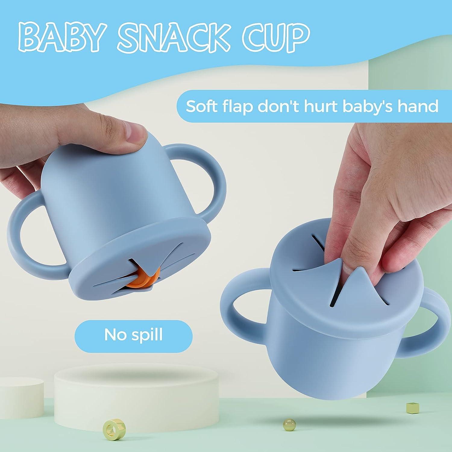 LUOWAN Sippy Cups for Baby 6 months Silicone Baby Straw Cup Spill Proof  Toddler Snack Cup with 2 Handles 8OZ Blue