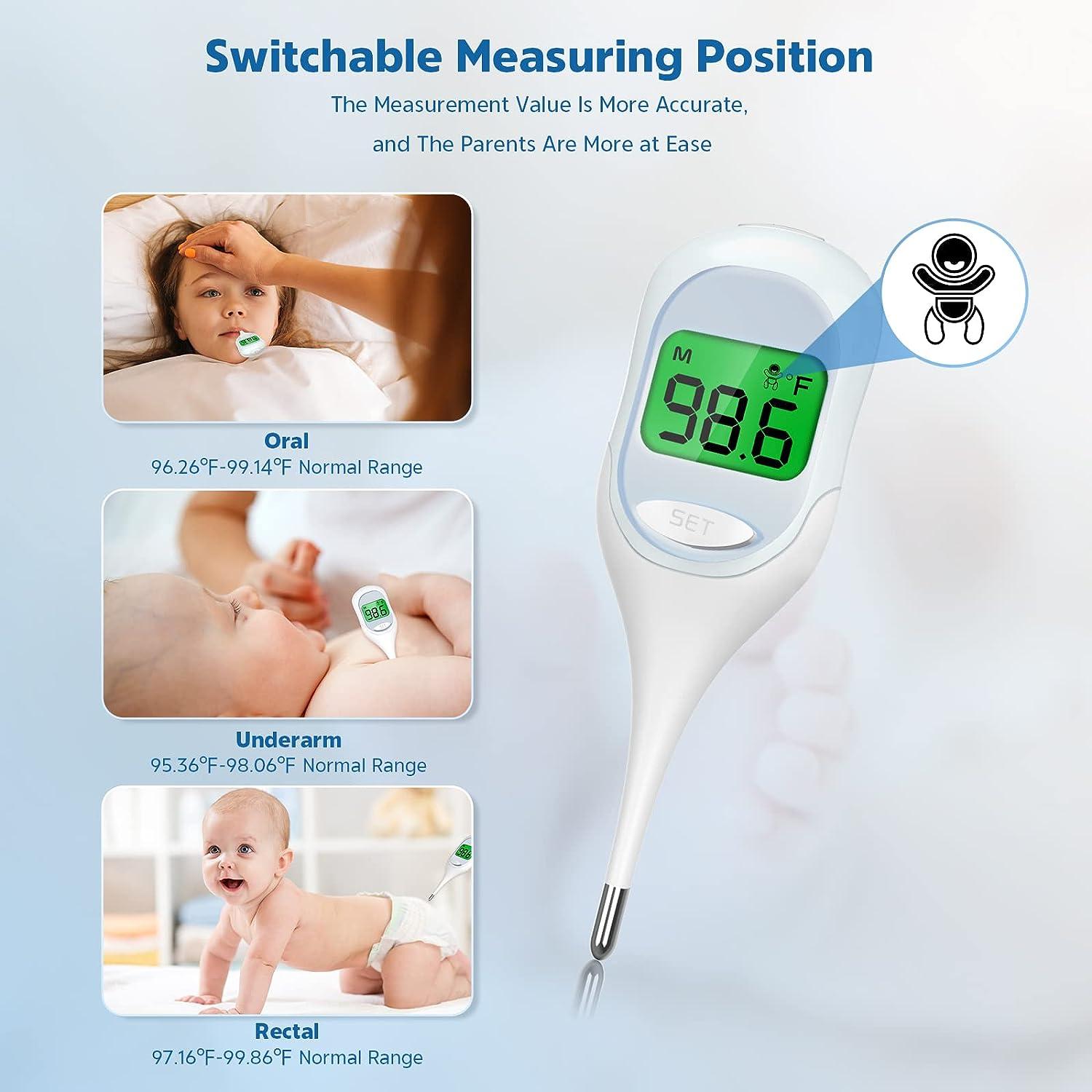 Thermometer for Adults, Kids and Baby, Digital Oral Thermometer, Underarm  Thermometer, Rectal Thermometer, 5-10s Fast Reading, 3-Color Fever Alarm