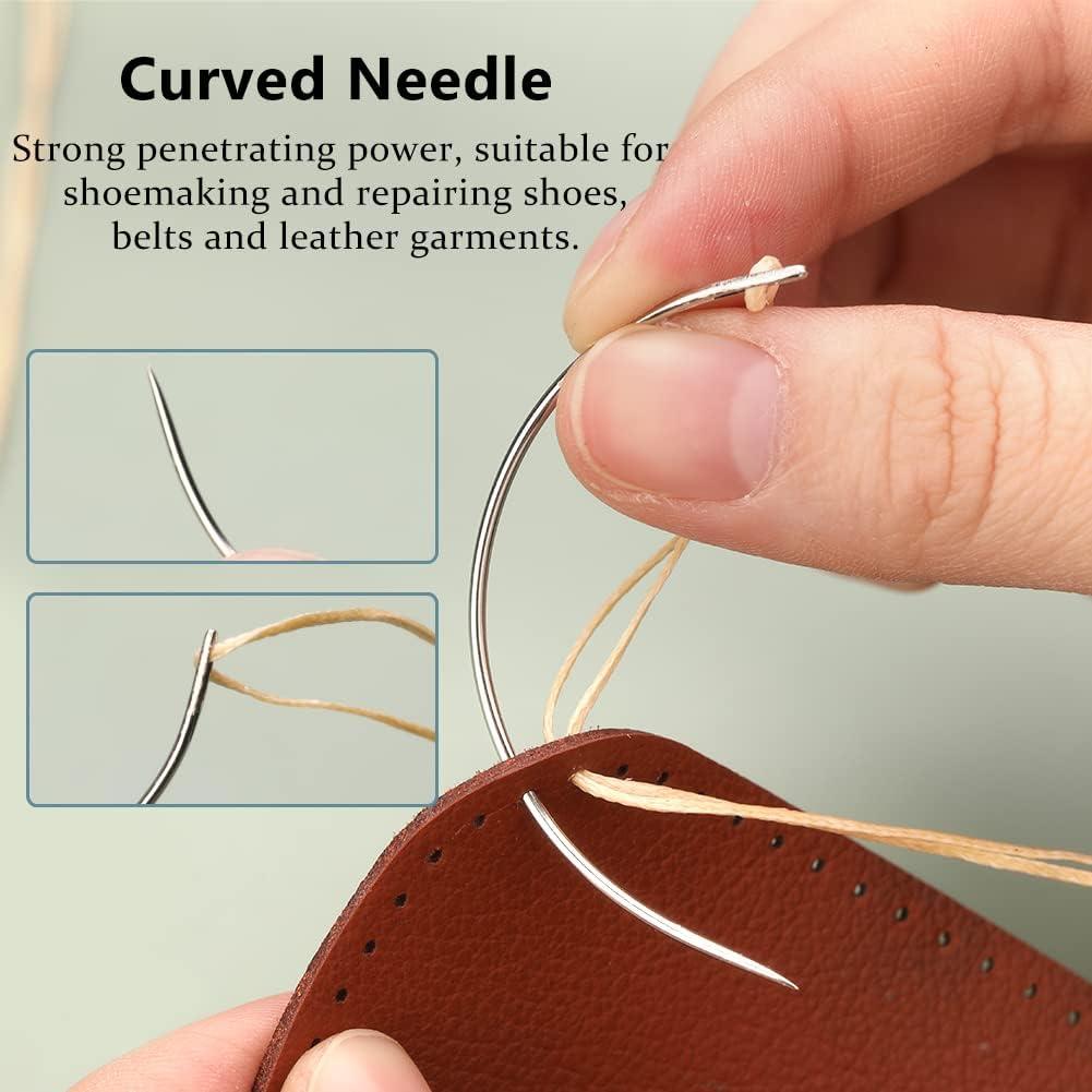 4 Pcs Silver Curved Needles Sewing Needles, Leather Needles, Weaving Needle  Heavy Duty Durable Curved Leather Hand Sewing Needles Repairing Weaving
