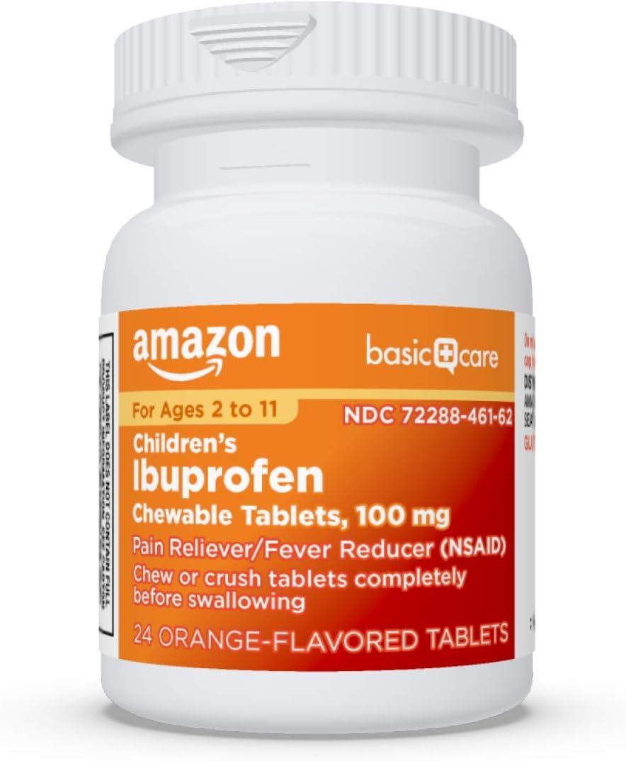 Amazon Basic Care Children's Ibuprofen Chewable Tablets 100 mg Pain