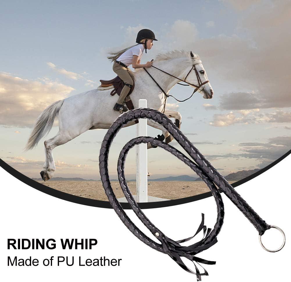 Riding Crop 55" for Horses, Faux Leather Black Whip Costume Whip