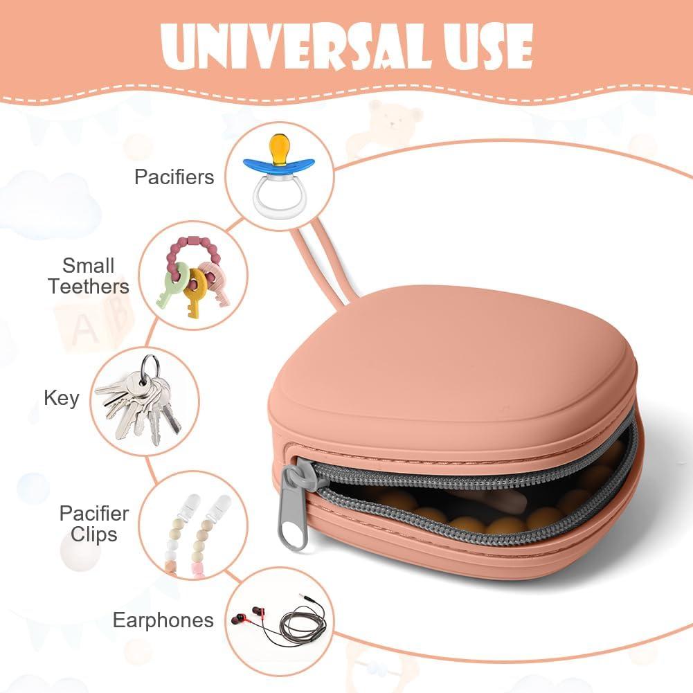 Aolso Dummy Holder Case, Silicone Dummy Holder Case, Baby Dummy Holder Case, Pacifier Holder Case, Portable Soother Pods For Baby, Baby Pacifier Case For Travel, Home (Grey) - Online Marketplace