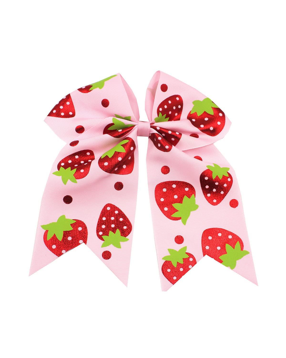 Strawberry Hair Bow Clip Pin Girls Fruit Hair Barrettes Strawberry Ribbon  Bow BBG24 (Ponytail Holder Bows)