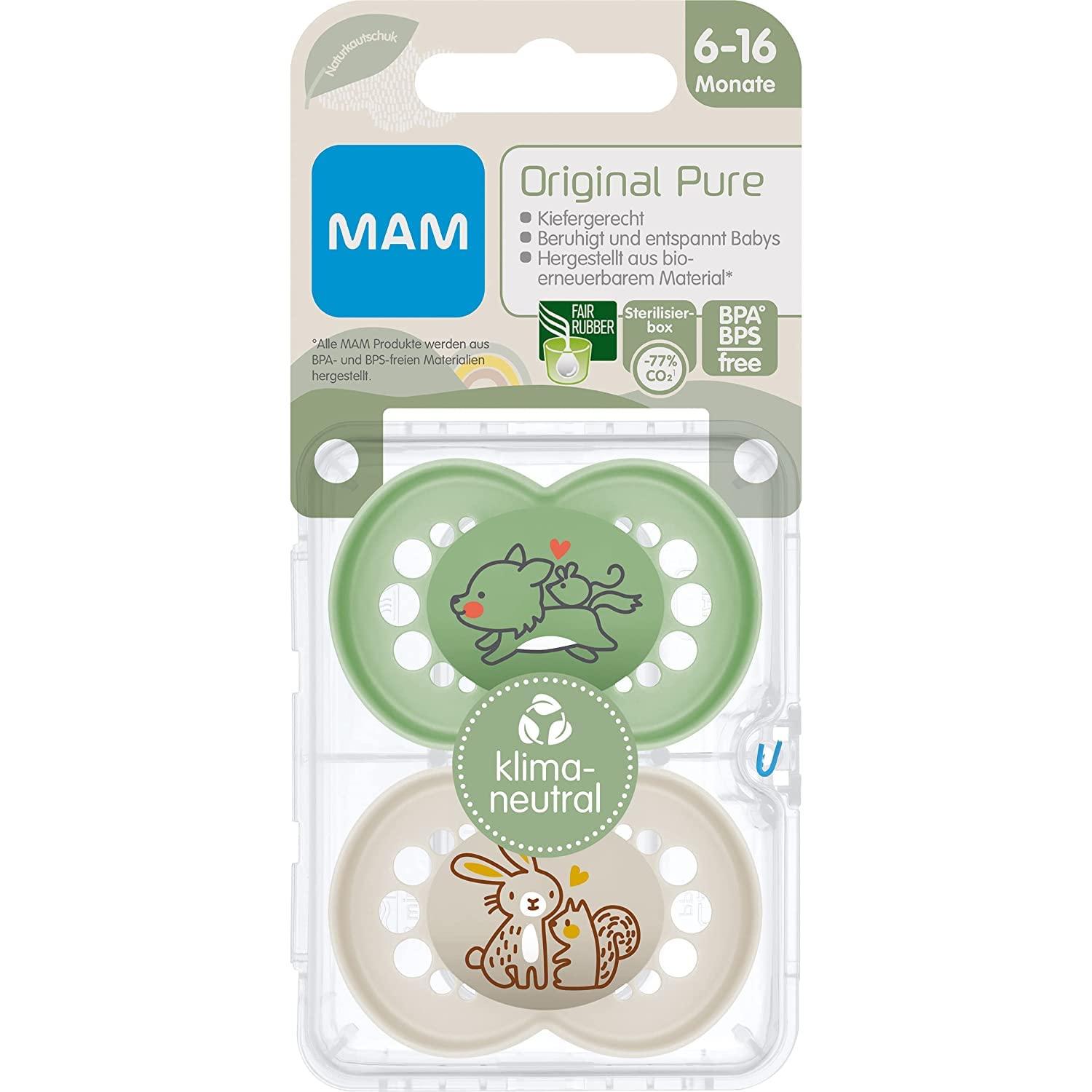 MAM Originele // Latex // fopspeen van natuurlijk rubber latex 0-6 // set van 4 // incl. 2 steriliseertransportboxen MAM Originele // Latex // fopspeen van natuurlijk rubber latex 0-6 // set van 4 // incl. 2 steriliseertransportboxen