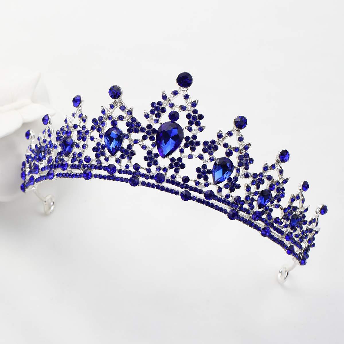 FORSEVEN Crystal Wedding Crown Queen Tiara Bride Crowns for Women