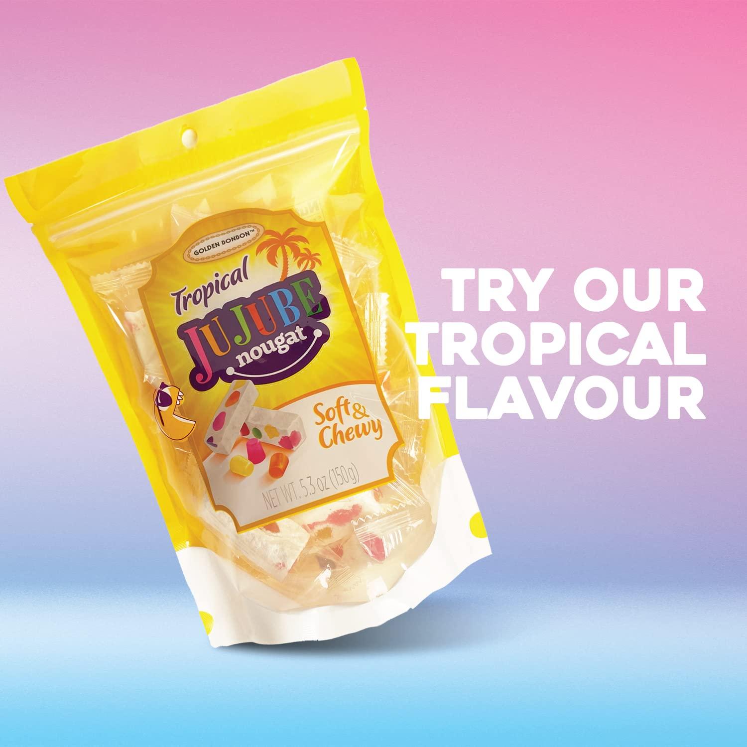 Golden Bonbon Italian Jujube Nougat Candy, Soft and Chewy With Fruity Jelly Beans Original