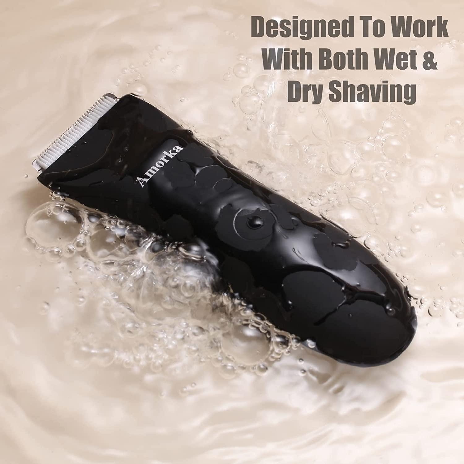 Amorka Groin Hair Trimmer for Men Premium Waterproof Wet/Dry Shaver