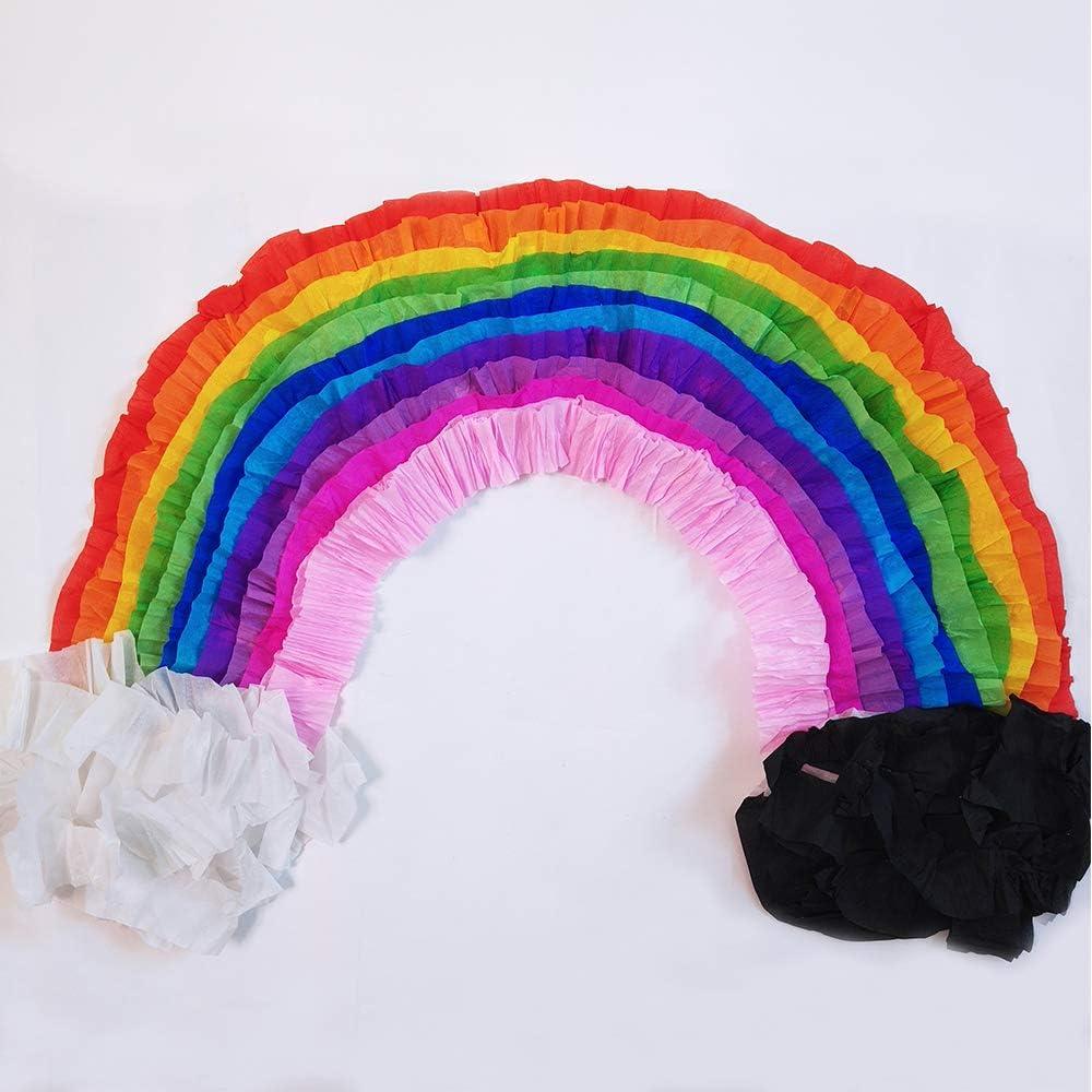 26 Rolls 710 Yard Party Streamers Rainbow Streamers Photo Booth Backdrop  Decorations Red Green Blue White Black Crepe Paper Decorative Streamers  1.8 W x 27 Yard/roll for Birthday Festival Party Decor