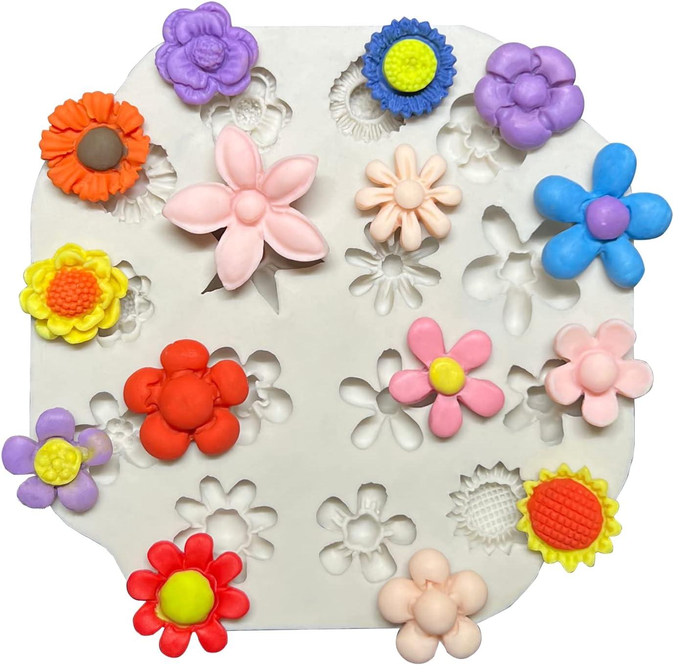 Flower Polymer Clay Molds Polymer Clay Molds for Jewelry Making Daisy  Miniature Flower Silicone Molds for - Candy Chocolate Cupcake Soap Crafting  Projects Cake(15 Flowers)