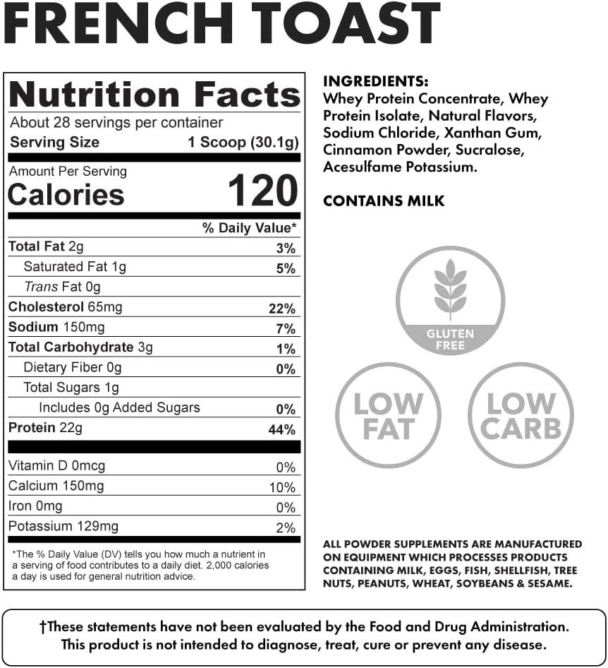 Bowmar Nutrition Whey Isolate Protein Meal Replacement French Toast Flavor 2 Lb