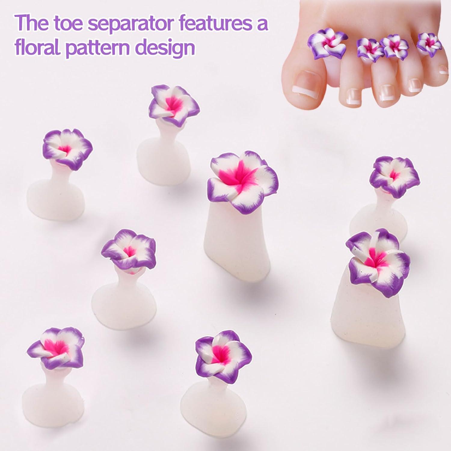 Toe Separator 16Pcs Silicone Flower Design Toe Separators for Nail