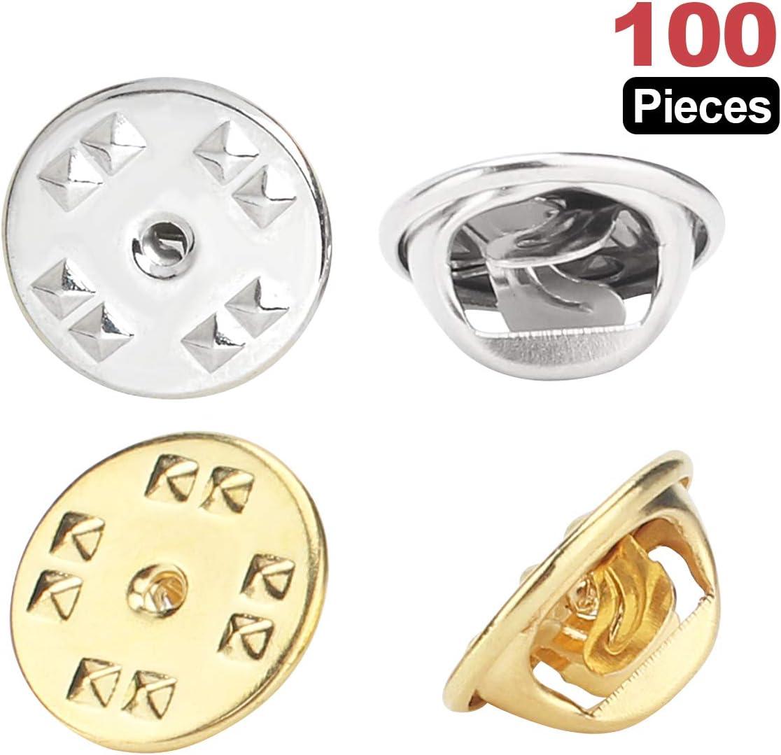 100PCS Pin Backs Metal Locking Pin Backs Brass Clutch for Brooch