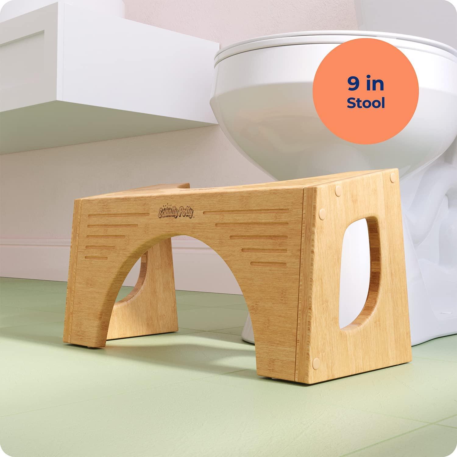 Squatty Potty The Original Toilet Stool Bamboo Flip, 7" & 9" Height, Brown