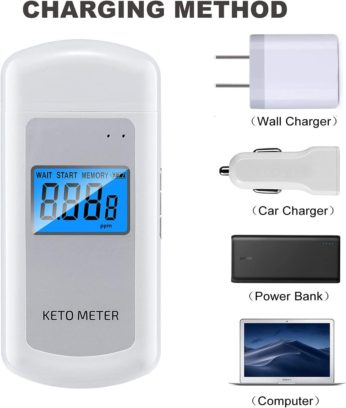 Ketone Breath Meter Monitor Fat Metabolism & Keto Levels with 10