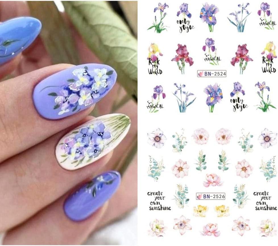 Gold and Blue Floral China Water Decal Nail Art - chichicho~