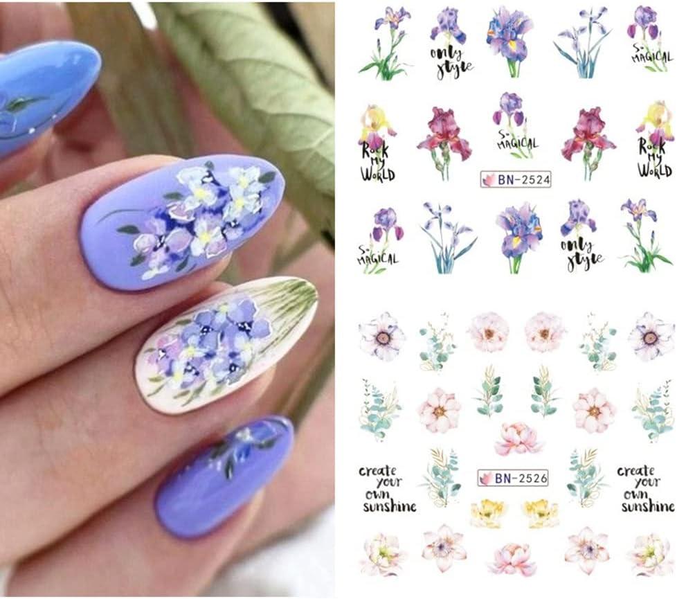 Light Purple Floral Foil Nails That Shine